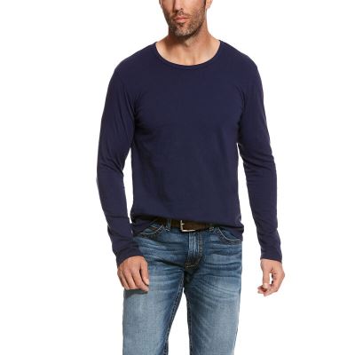 Ariat Long Sleeve Crew - T Shirts DiepDonkerblauw Heren - 15320-008